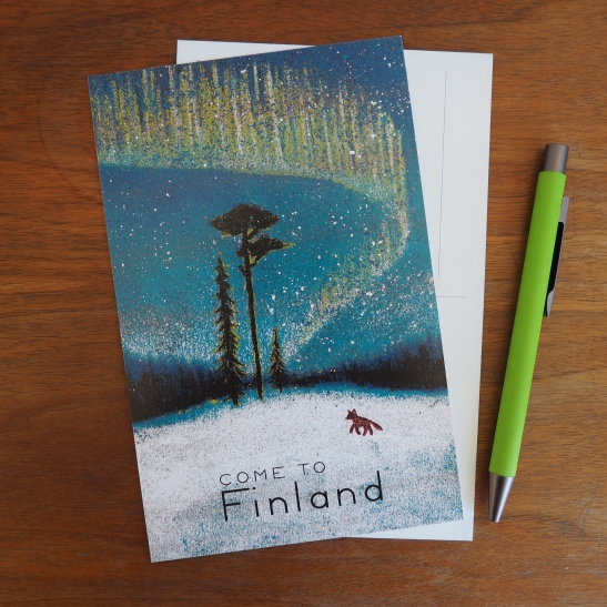 <i>Following the footsteps of a fox</i> postcard for Come to Finland Publishing